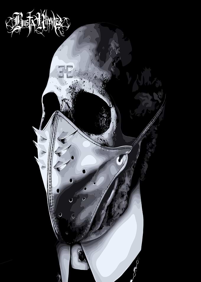 Skull with Spiked Mask Illustration