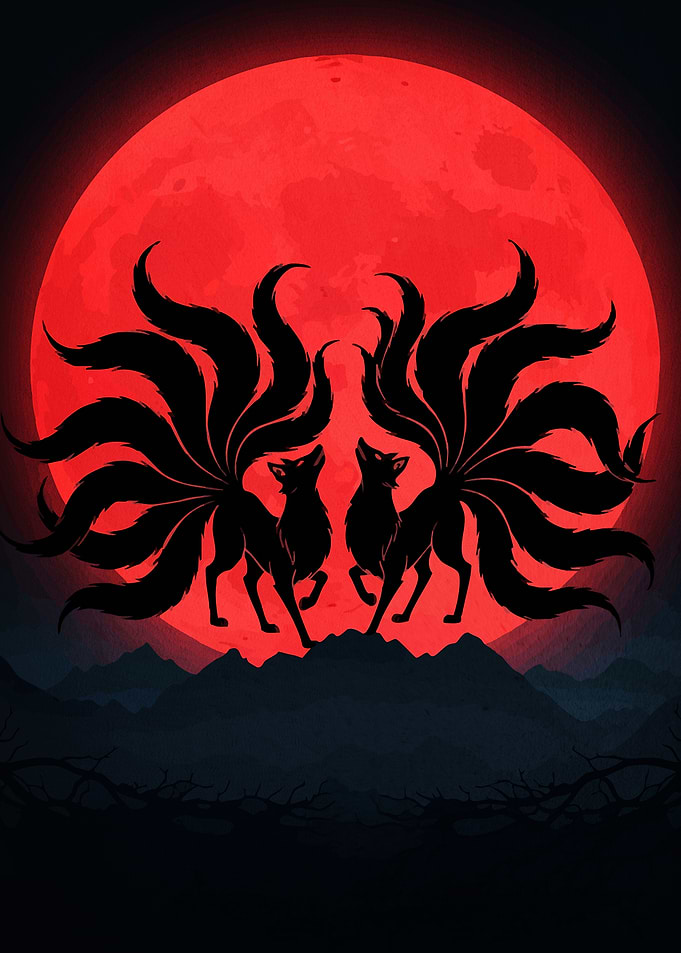 Nine-tailed Foxes Red Moon