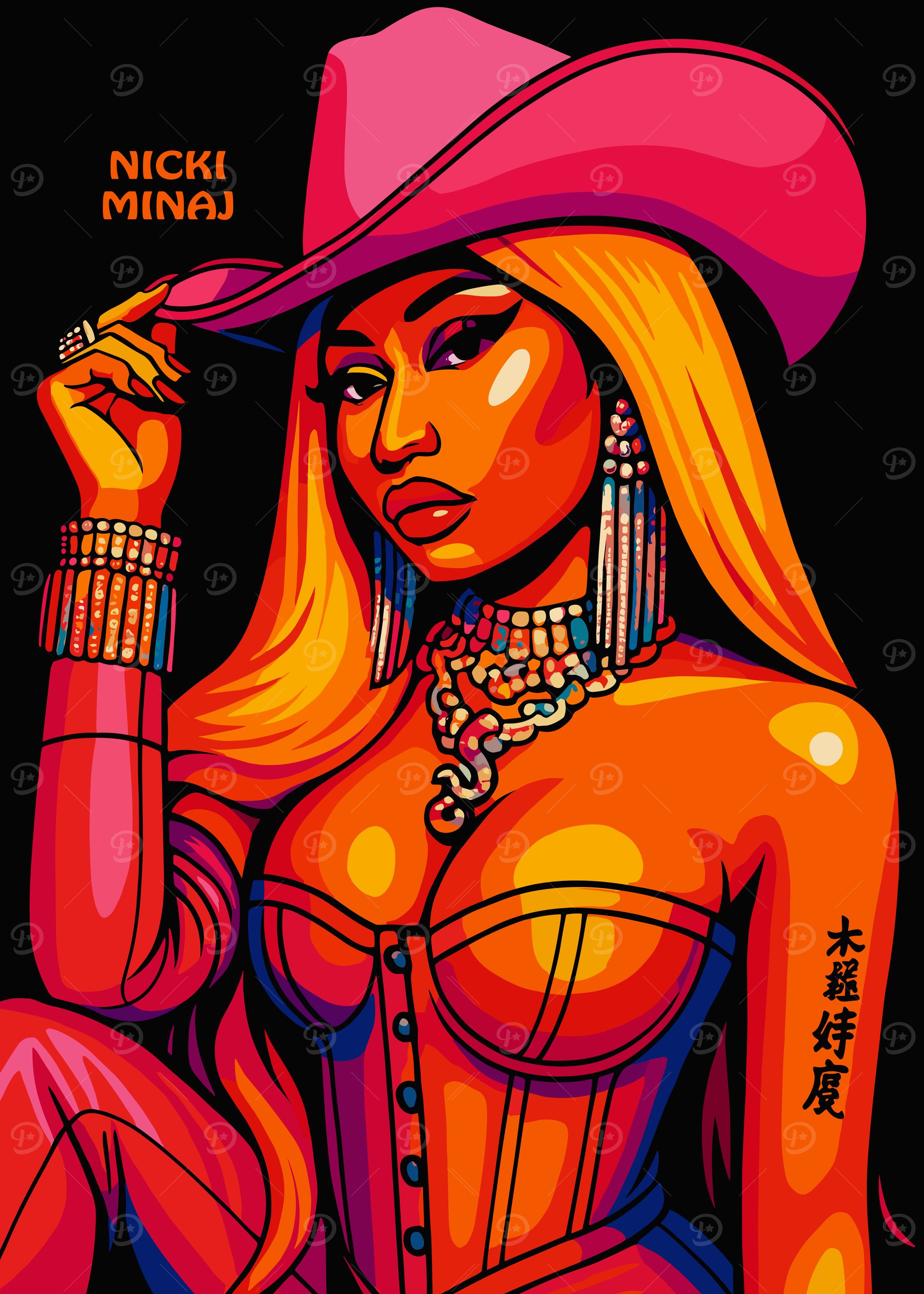 Nicki Minaj Cowgirl Pop Art Portrait