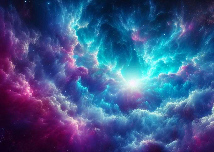 Colorful Nebula Cloudscape with Bright Light