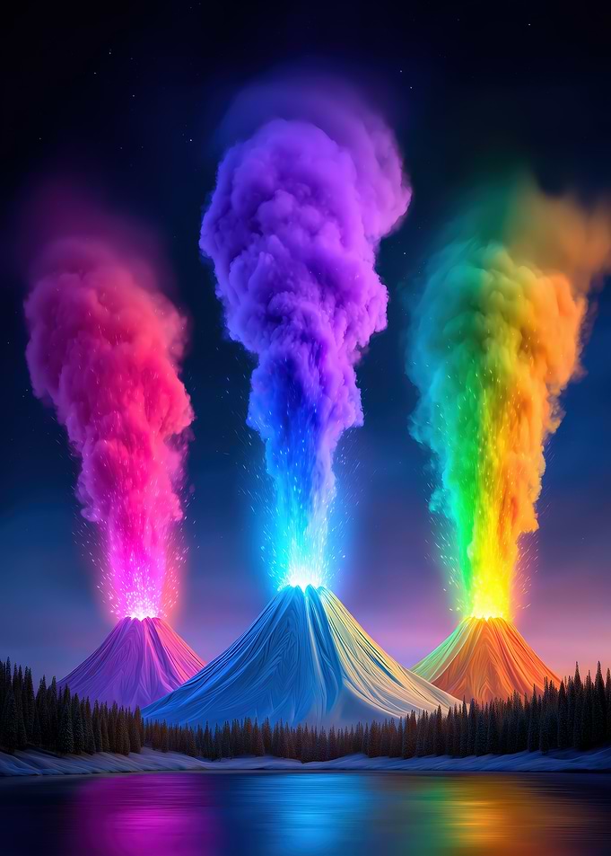 Colorful Volcanic Eruption Landscape