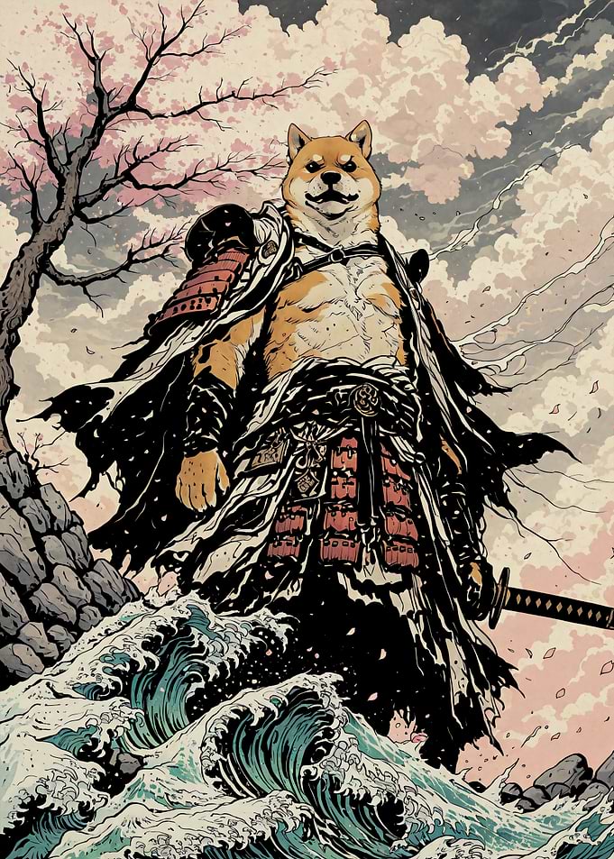 Samurai Shiba Inu Dog Japanese Art