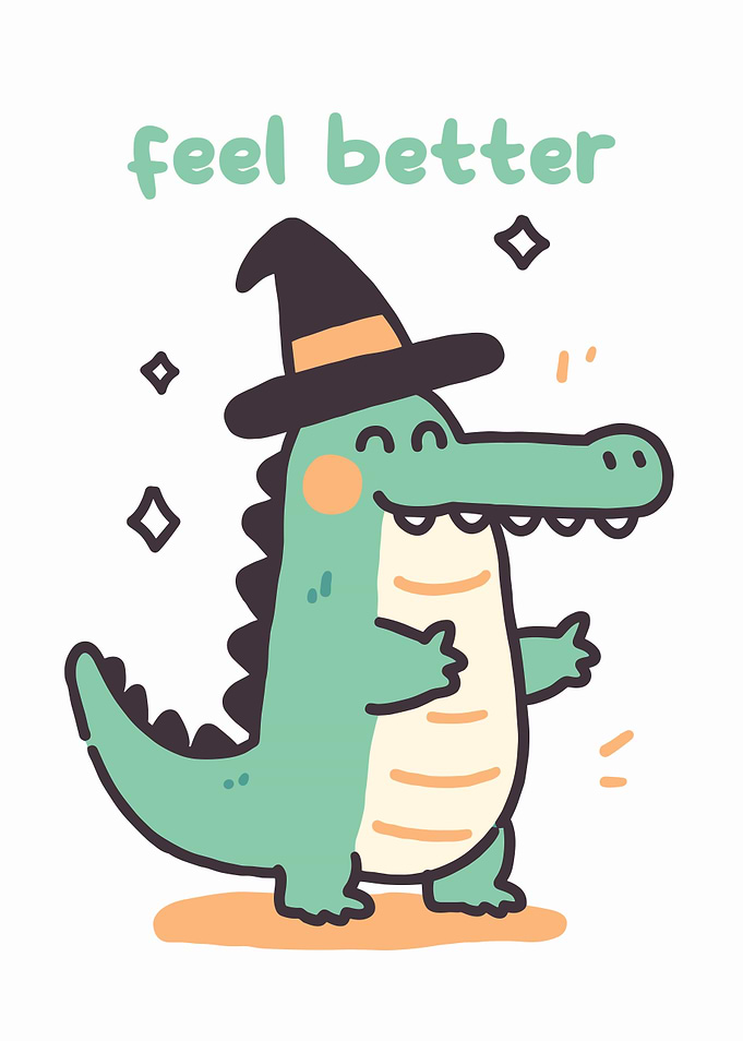 Cute Alligator with Witch Hat