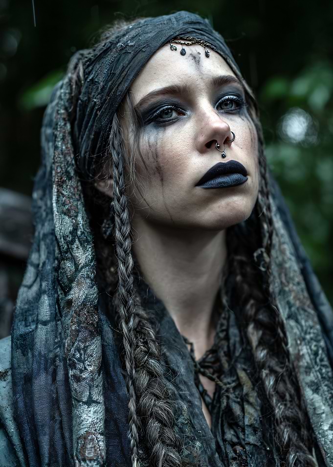 Mystical Woman with Dark Makeup