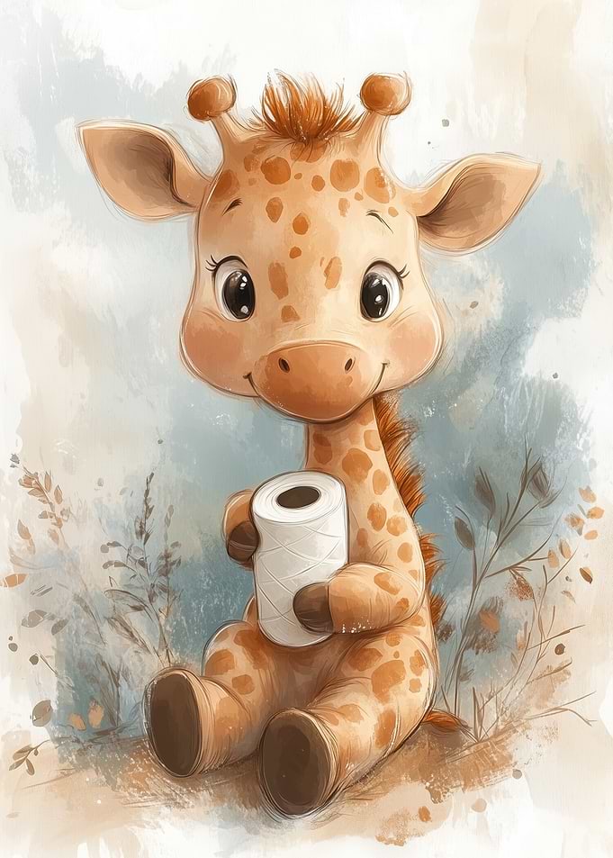 Cute Giraffe with Toilet Paper Roll