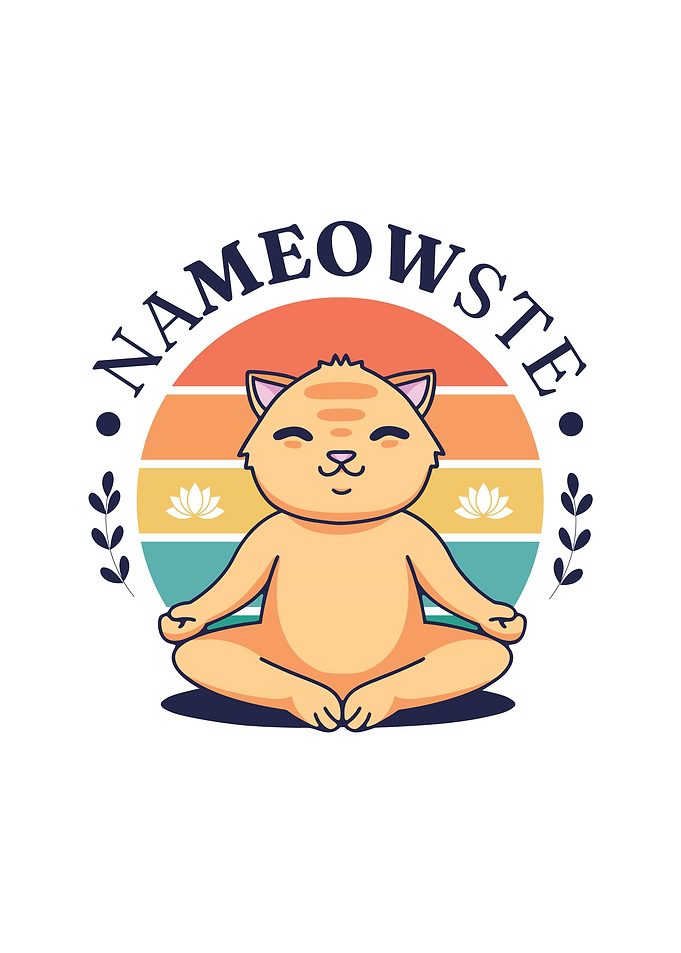 Nameowste: Meditating Cat Illustration