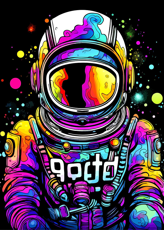 Colorful Astronaut in Space
