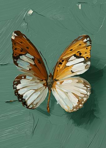 Butterfly Painting on Green Background