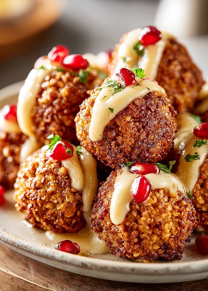 Falafel with Tahini and Pomegranate Seeds