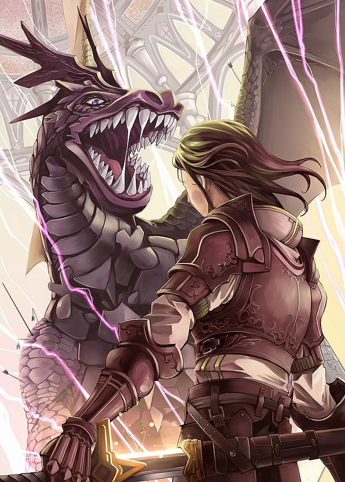 Dragon and Warrior Confrontation