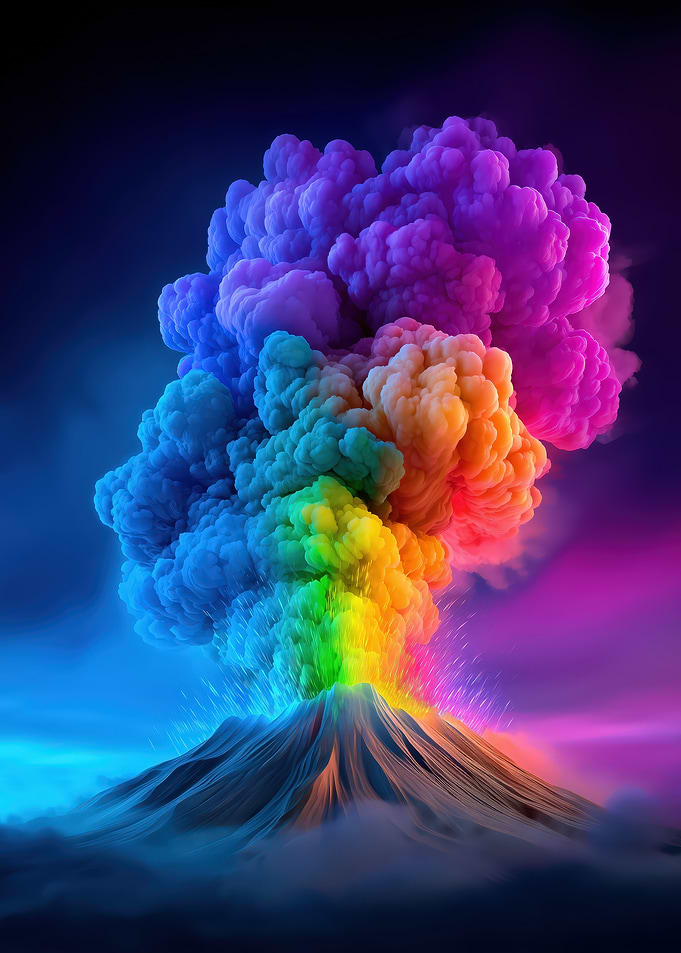 Rainbow Volcano Eruption
