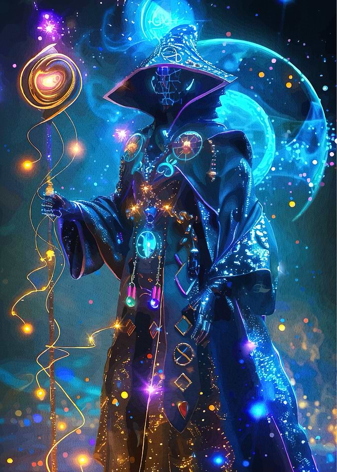 Mystical Wizard Glowing Staff