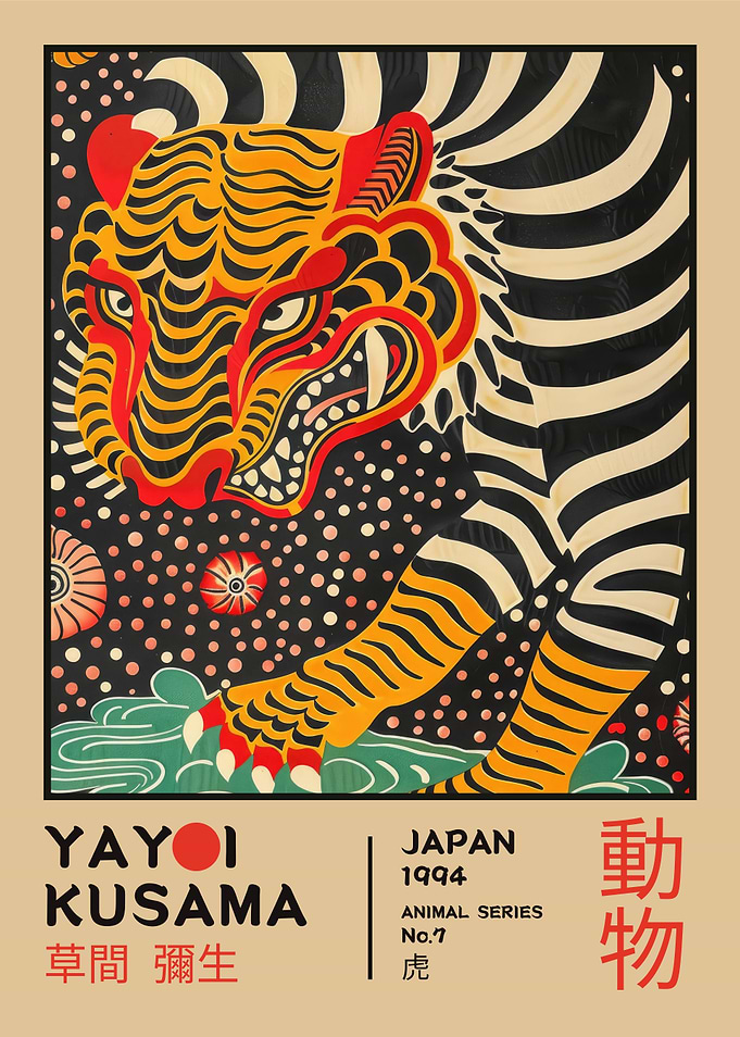 Yayoi Kusama Tiger Retro Exhibition Poster