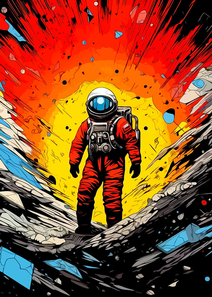 Astronaut in a cosmic landscape