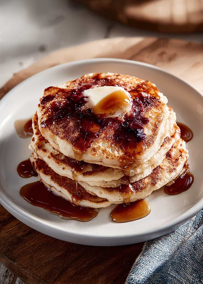 Stack of Pancakes with Syrup and Butter