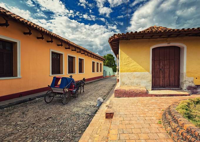 Trinidad, Cuba street scene with horse carriage