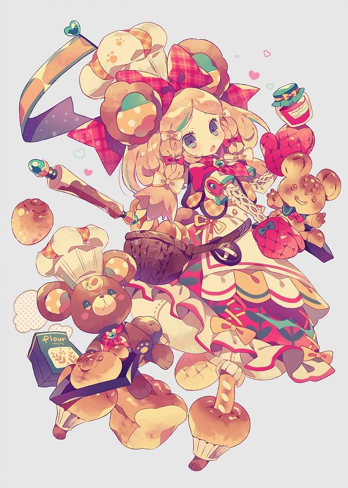 Anime Girl Surrounded by Baked Goods