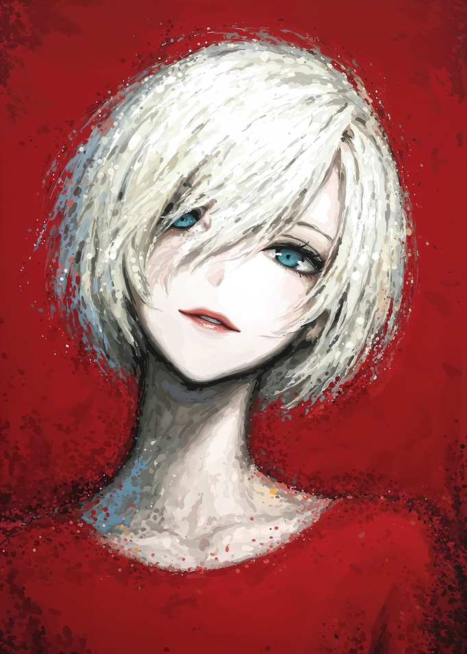 Anime Girl Portrait with White Hair