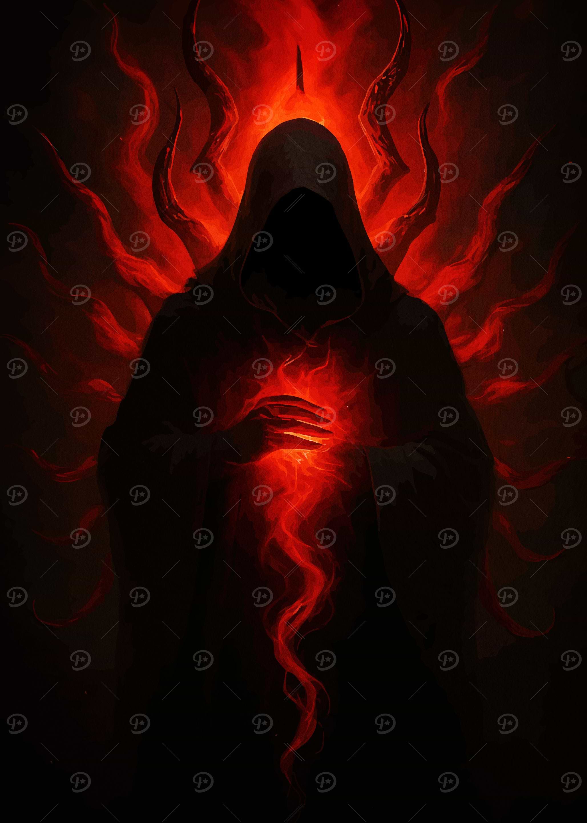 Hooded Figure Fiery Aura