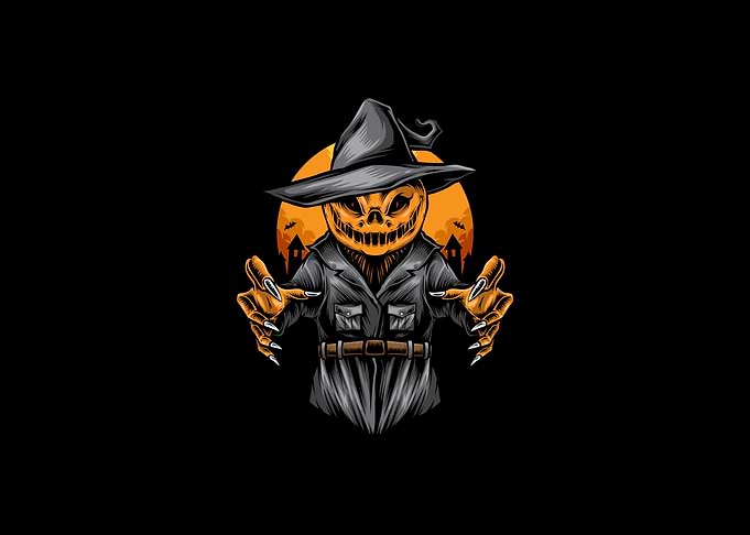 Halloween Pumpkin Scarecrow with Witch Hat