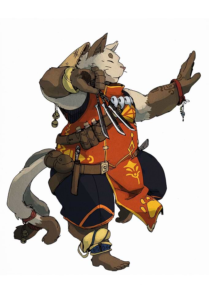 Anthropomorphic Cat Warrior Illustration