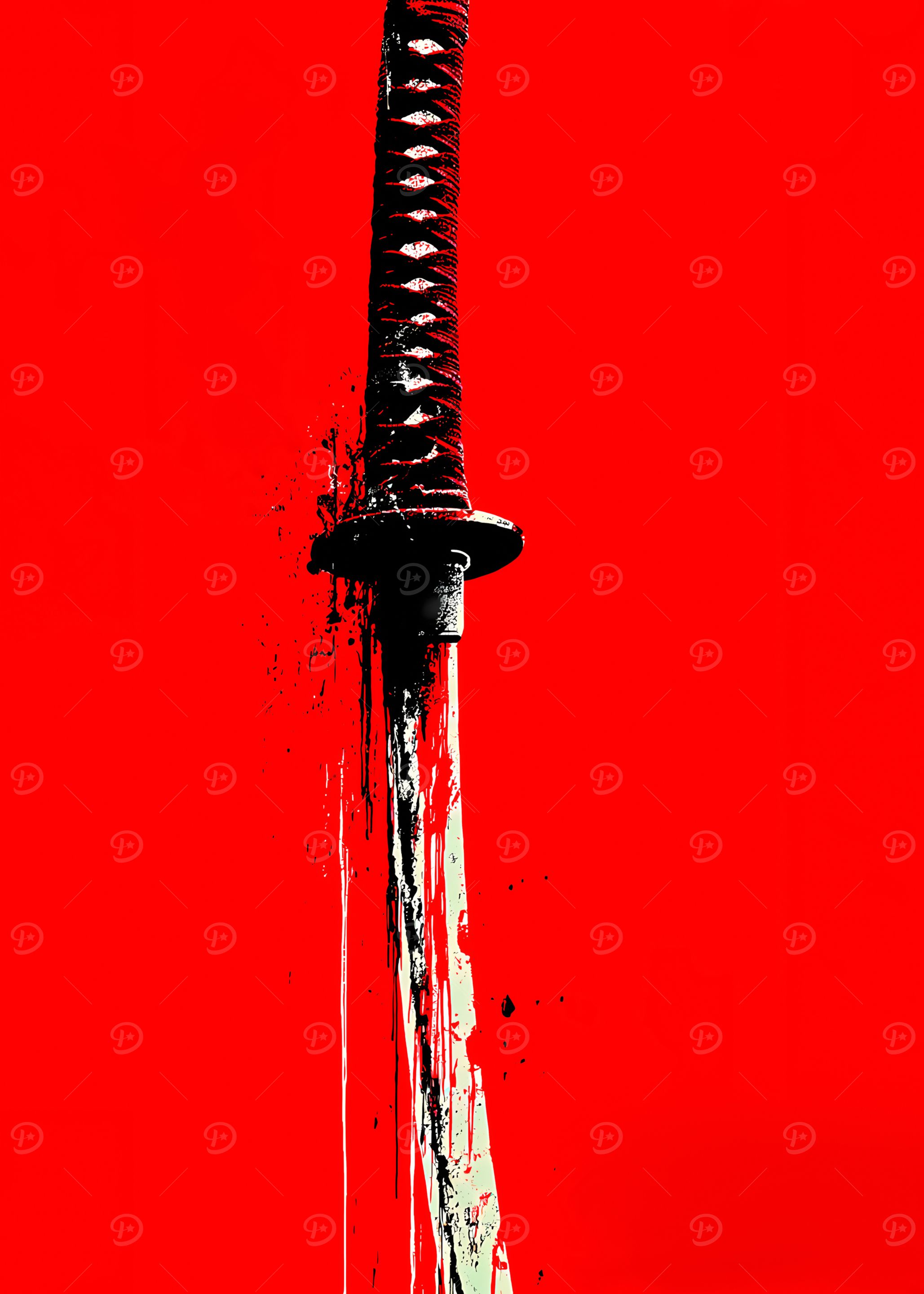 Katana Sword on Red Background