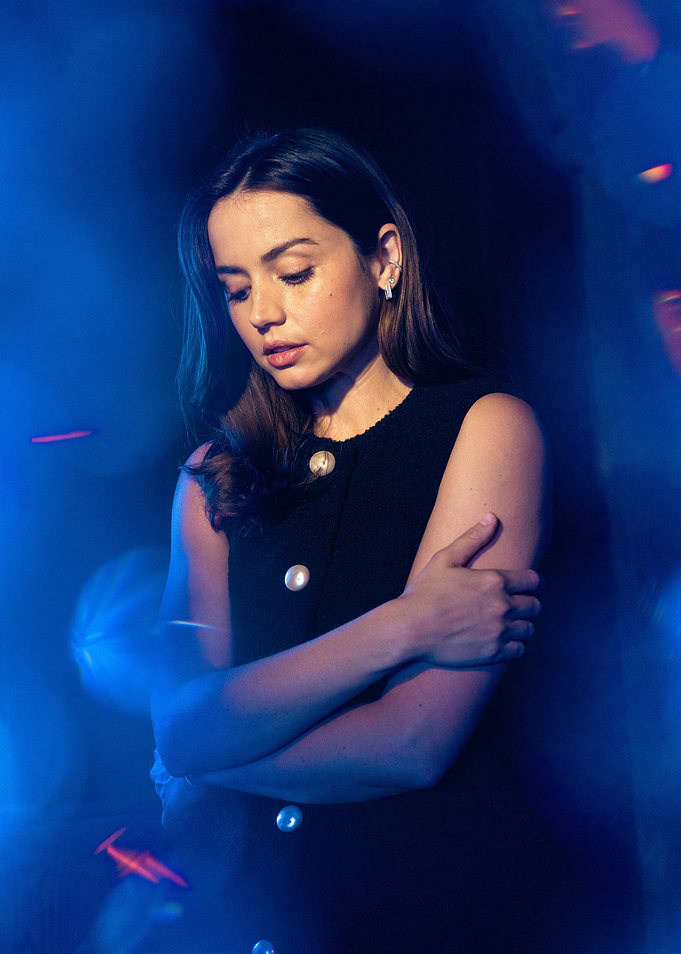Ana de Armas portrait in blue light