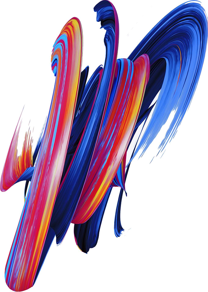 Abstract Colorful Brush Strokes on White