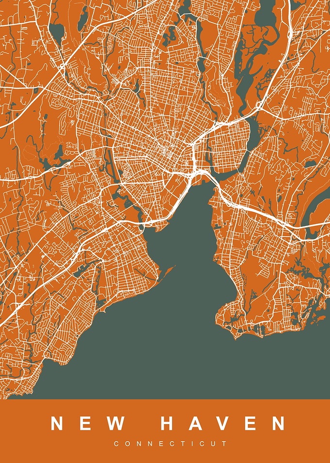 New Haven Connecticut City Map Art