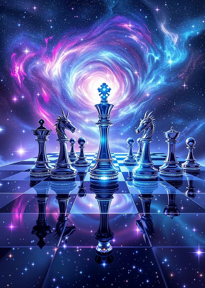Cosmic Chess Game in Space Fantasy Art