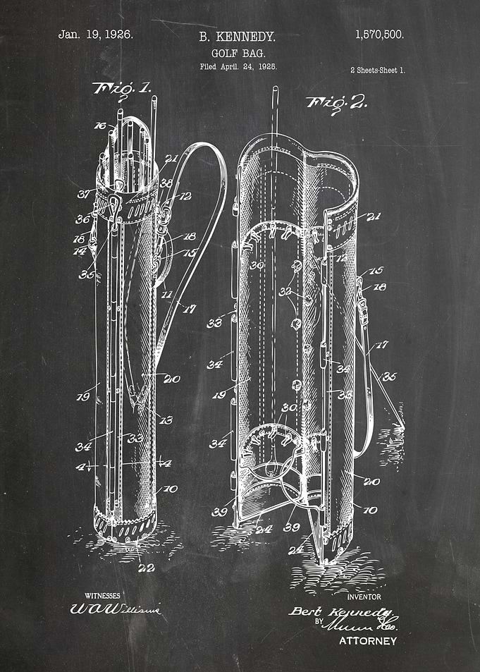 Golf Bag Patent Blueprint - B. Kennedy