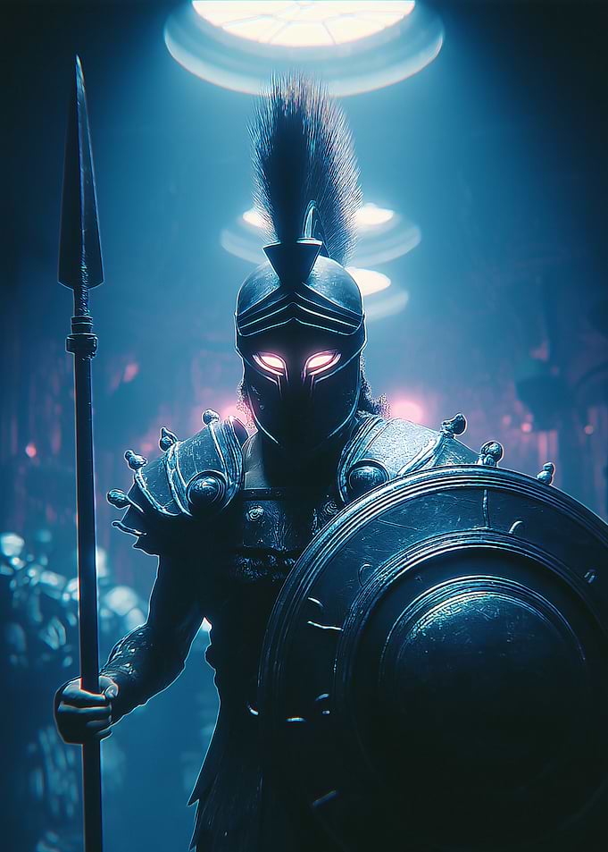 Spartan Warrior with Spear and Shield