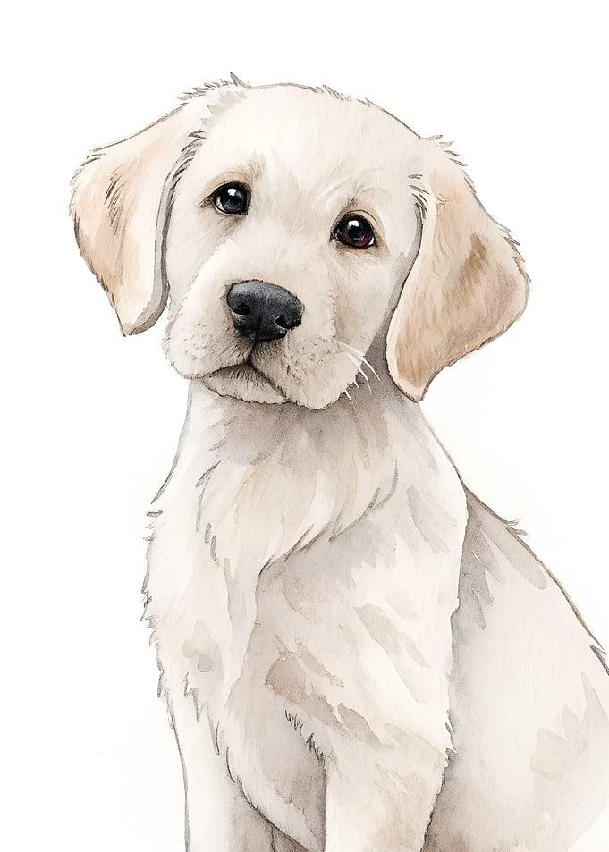 Watercolor Labrador Puppy Portrait