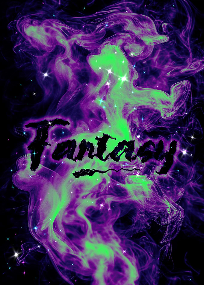 Fantasy Text with Nebula Background