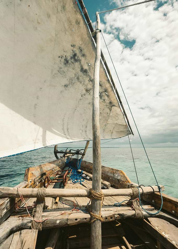 Wooden Sailboat on the Ocean