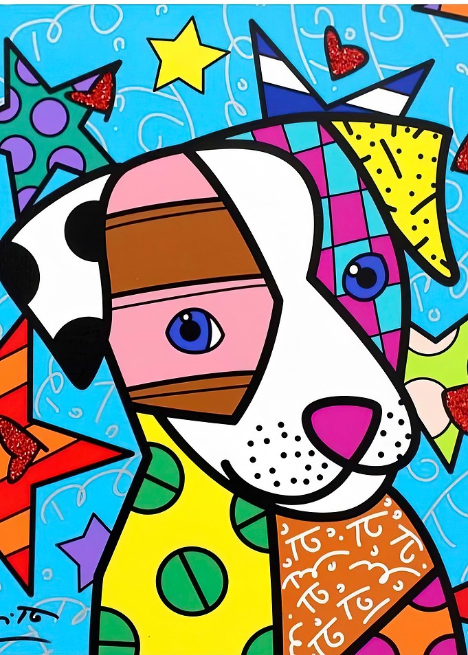Colorful Dog Pop Art Illustration by Romero Britto