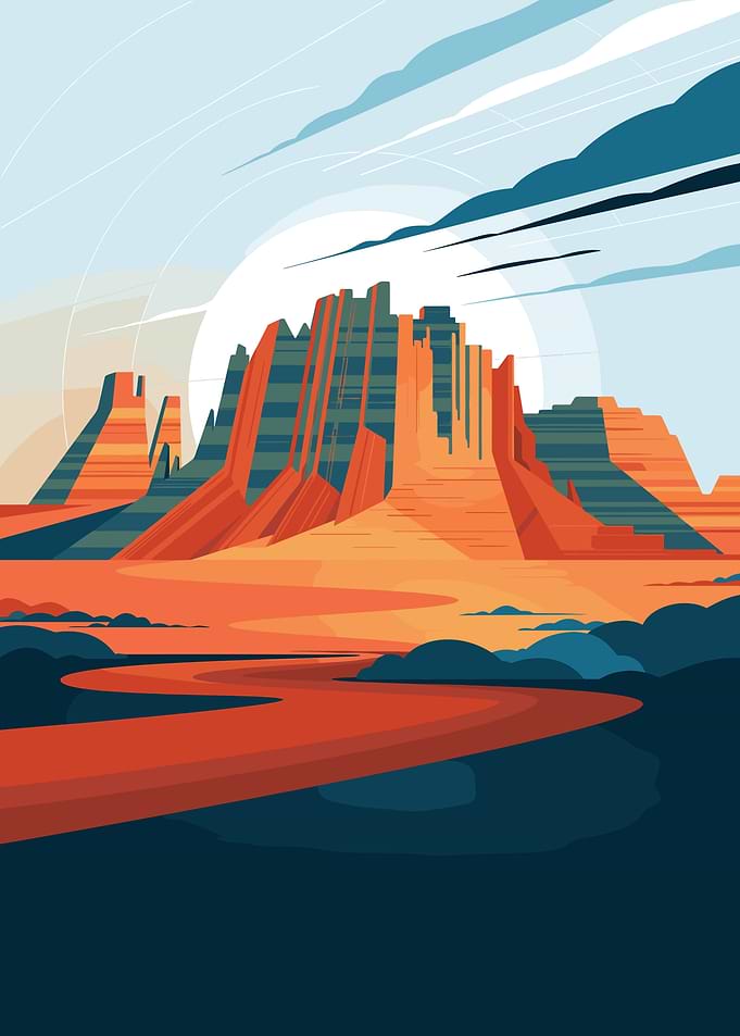Stylized Desert Landscape Illustration