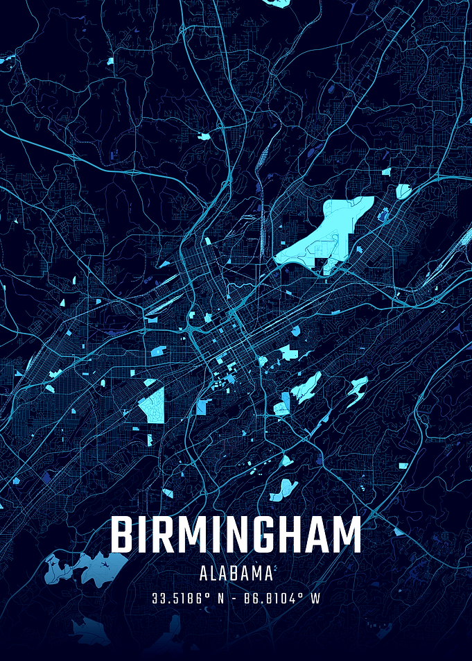 Birmingham Alabama Midnight City Map
