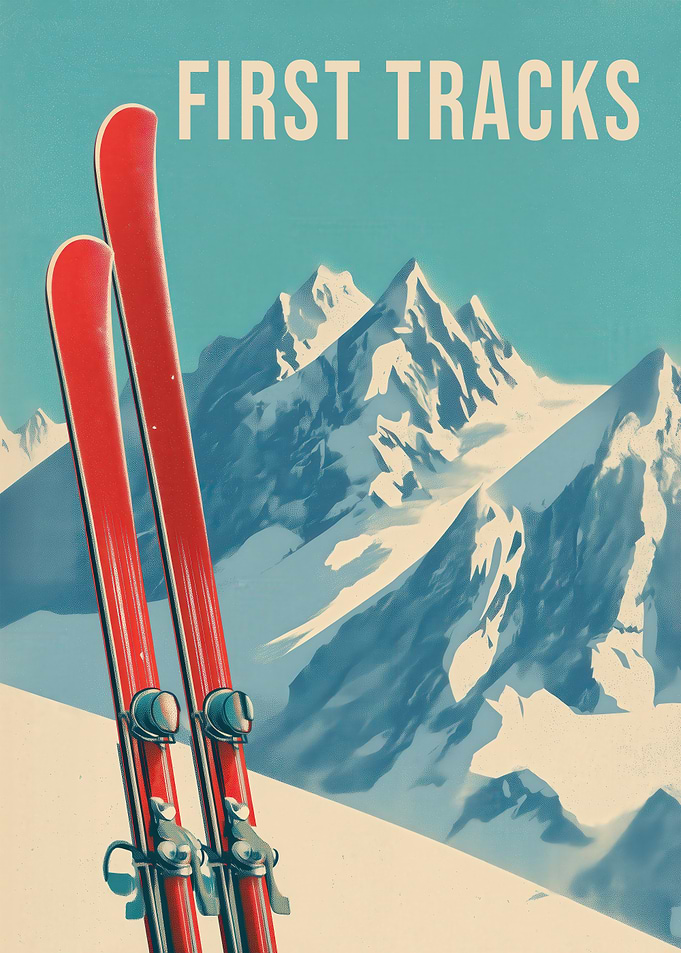 First Tracks — Alpine Ski Adventure Poster