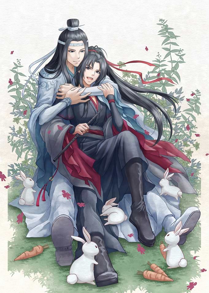 Anime characters with rabbits and carrots