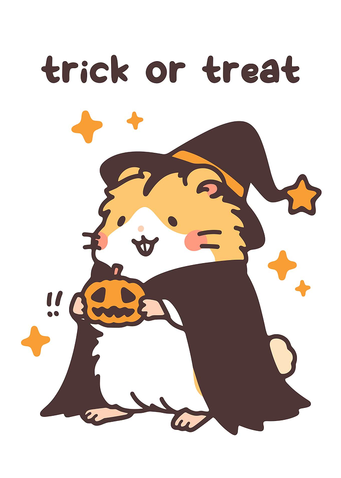 Cute Hamster Halloween Trick or Treat