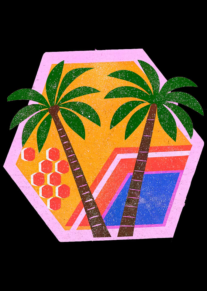 Tropical Palm Trees Hexagon Art