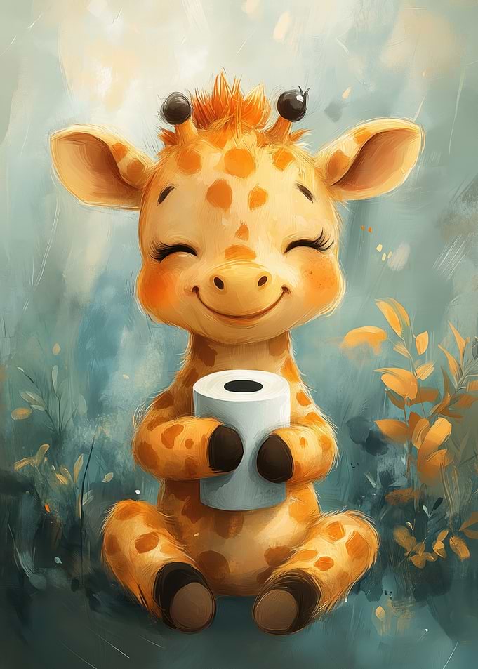 Cute Giraffe with Toilet Paper Roll