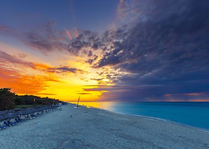 Beach Sunset with Dramatic Sky, Varadero, Cuba