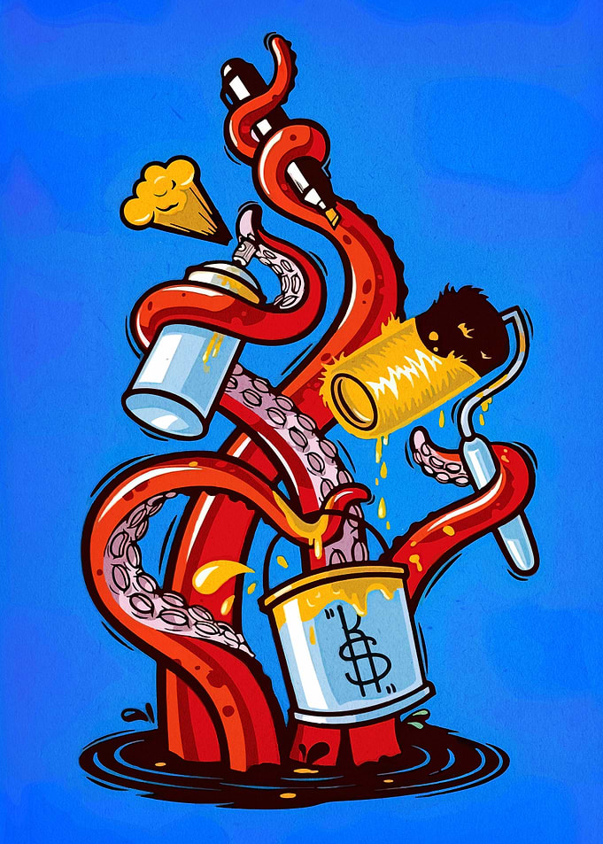Octopus Painter Cartoon