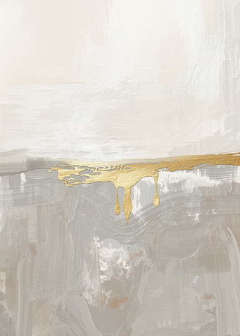 Abstract Painting with Gold Drips