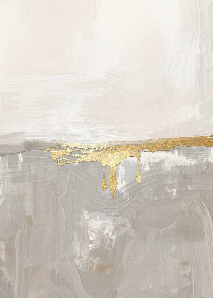 Abstract Painting with Gold Drips