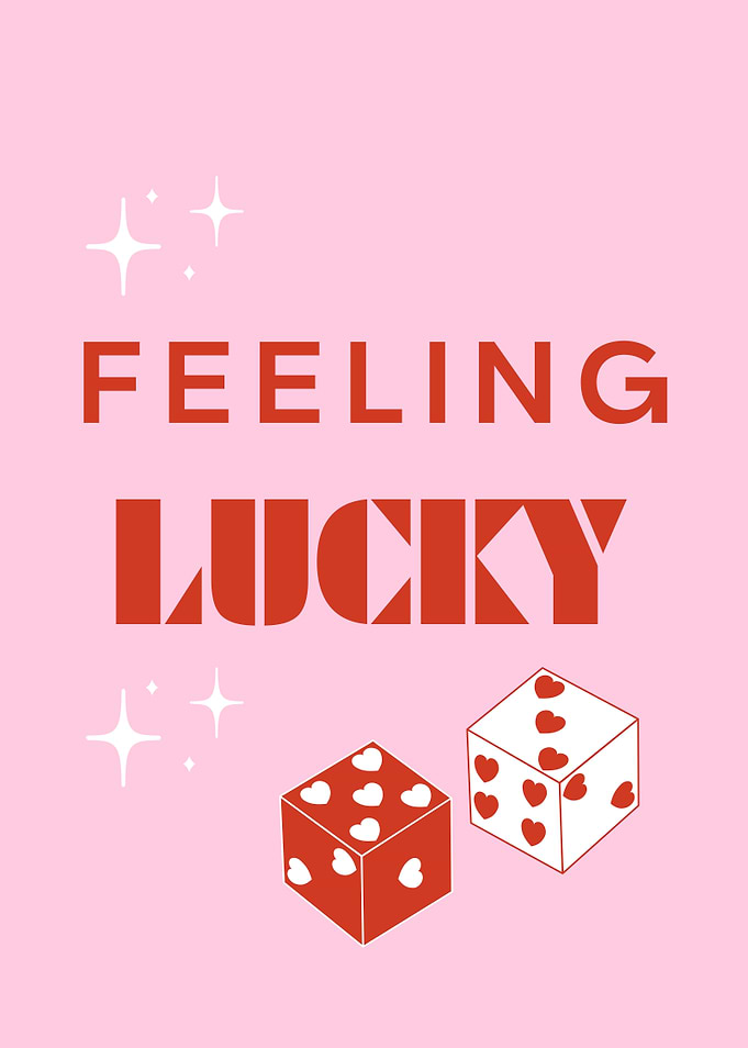 Feeling Lucky Dice Heart Pink Red