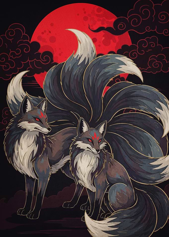 Nine-Tailed Foxes Red Moon
