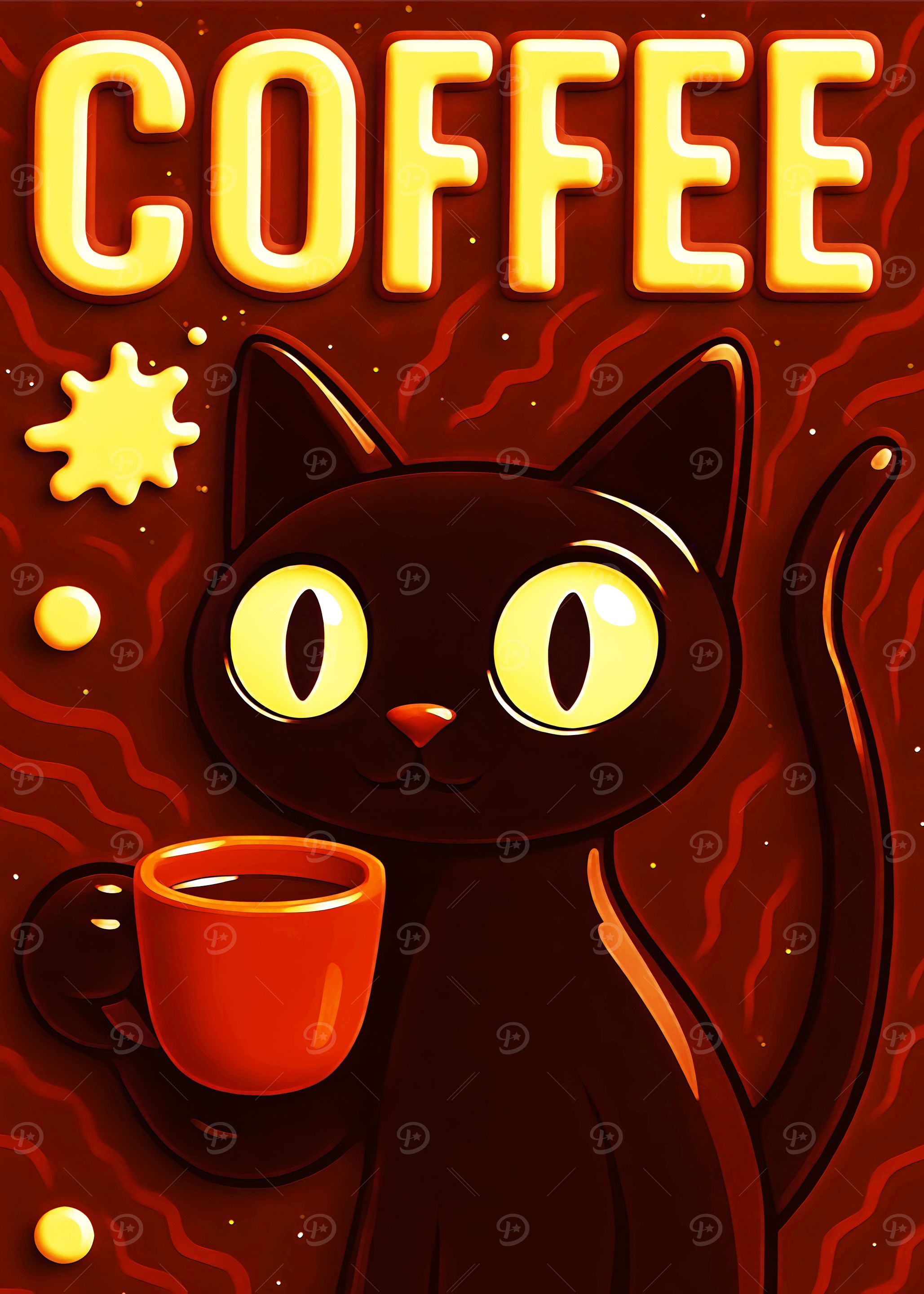 Coffee Cat Illustration